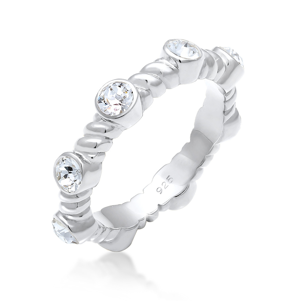 Elli PREMIUM Elli PREMIUM Bague Femmes Bande Torsadé Étincelant avec Cristaux en Argent Sterli Bague