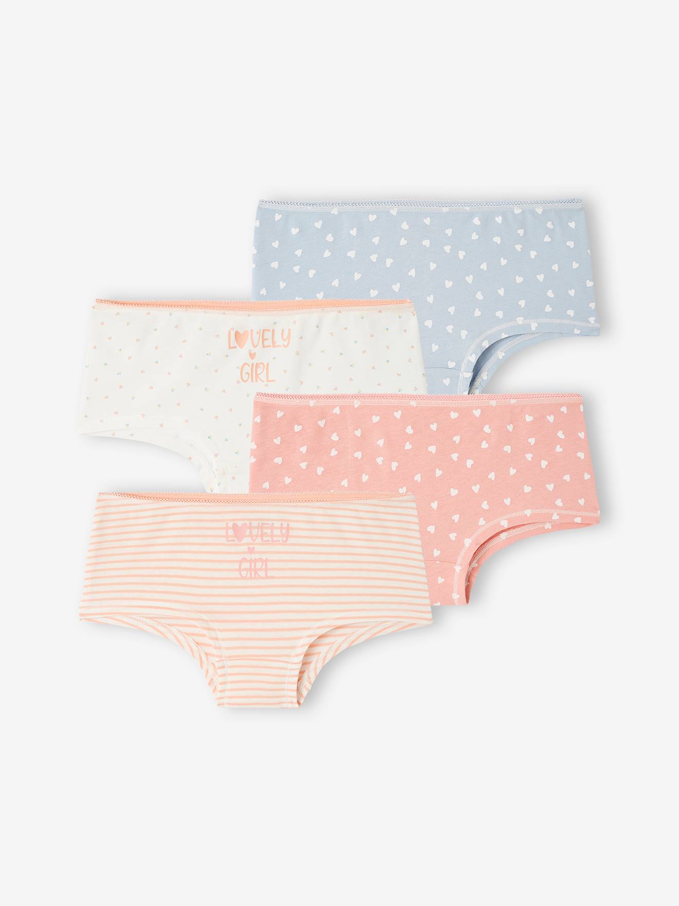 Lot de 4 shorties fille fantaisie BASICS écru