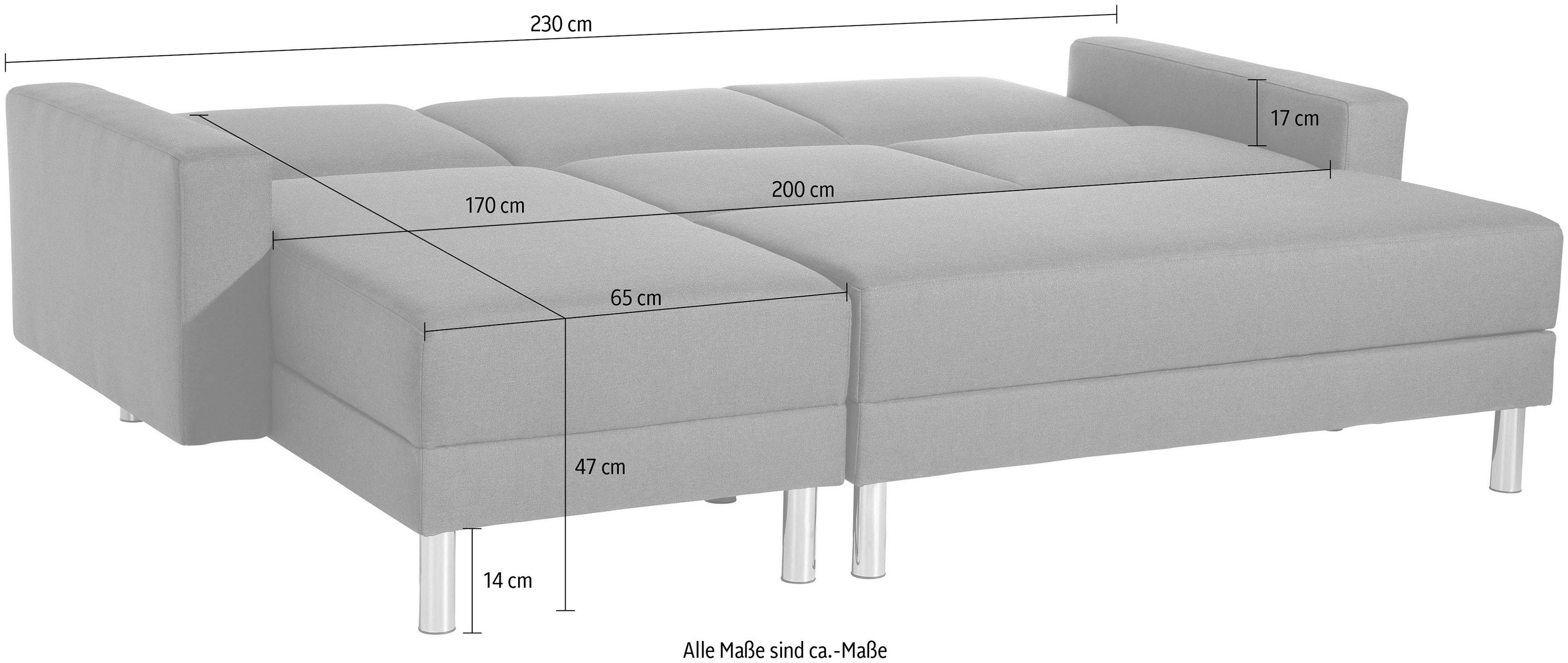 Max Winzer® Schlafsofa Just Fresh, mit Rückenverstellung, inklusive Stauraumhocker