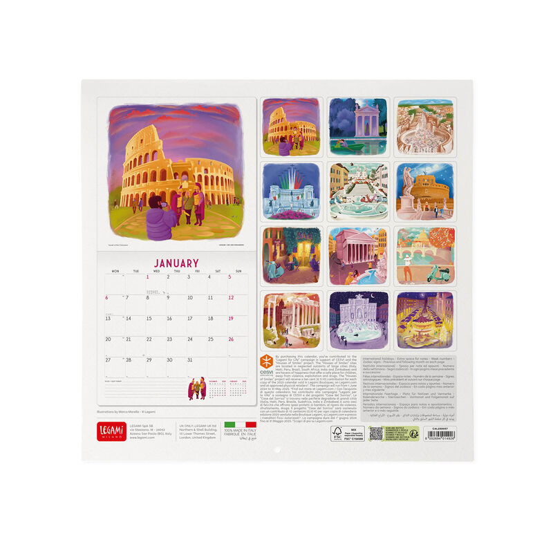Calendario de pared 2025 - 30 x 29 cm