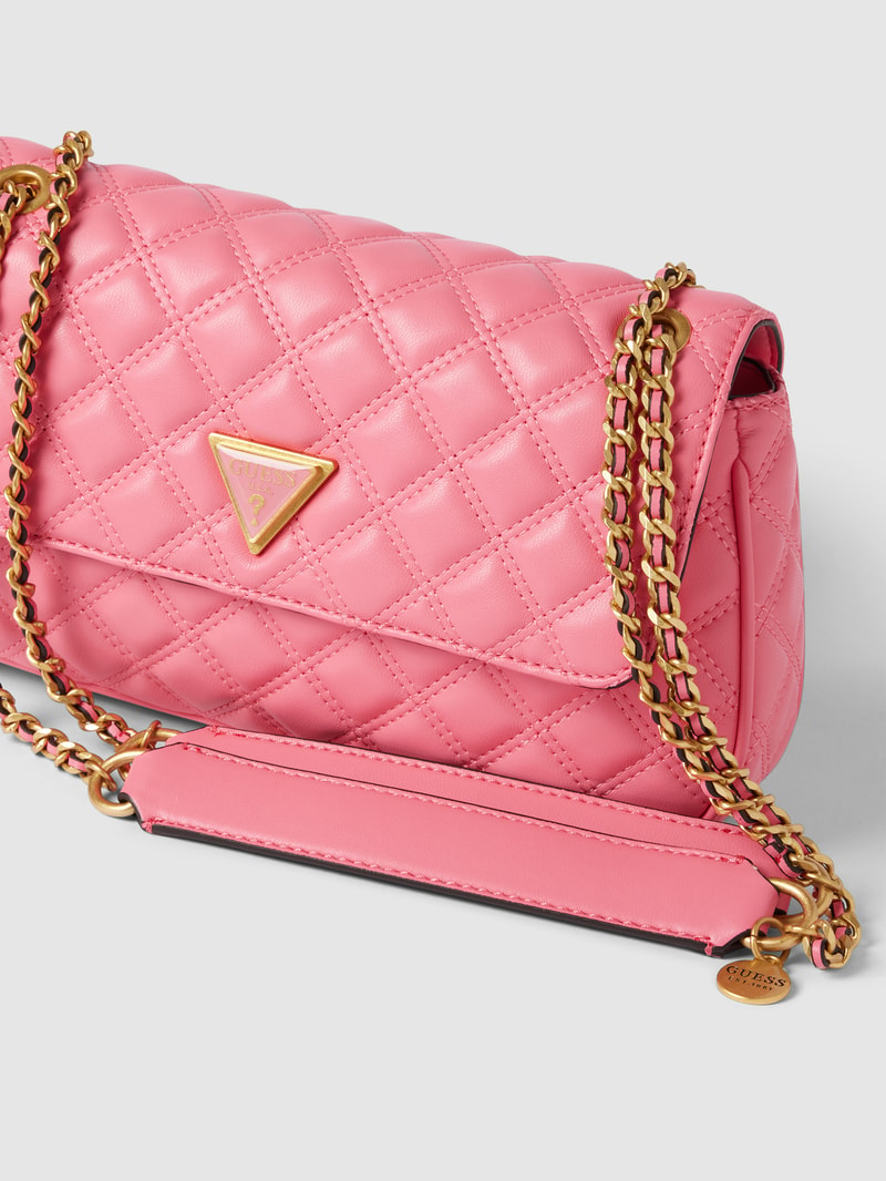 Umhängetasche mit Steppnähten Modell 'GIULLY' in pink