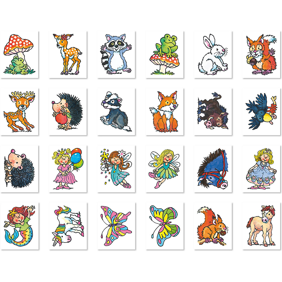 Mini-Tattoos Waldtiere, 24 Stück