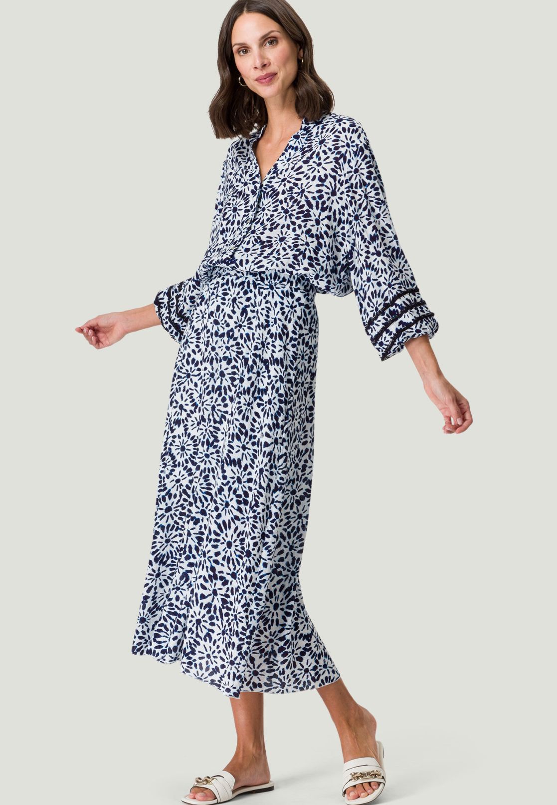 Bluse Print mit V-Ausschnitt