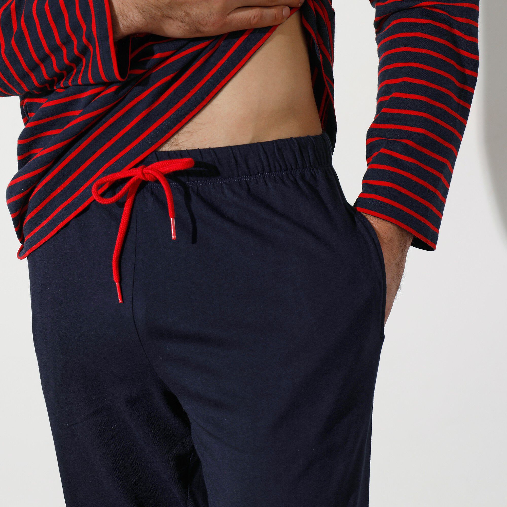 Pyjama long rayures manches longues Athena