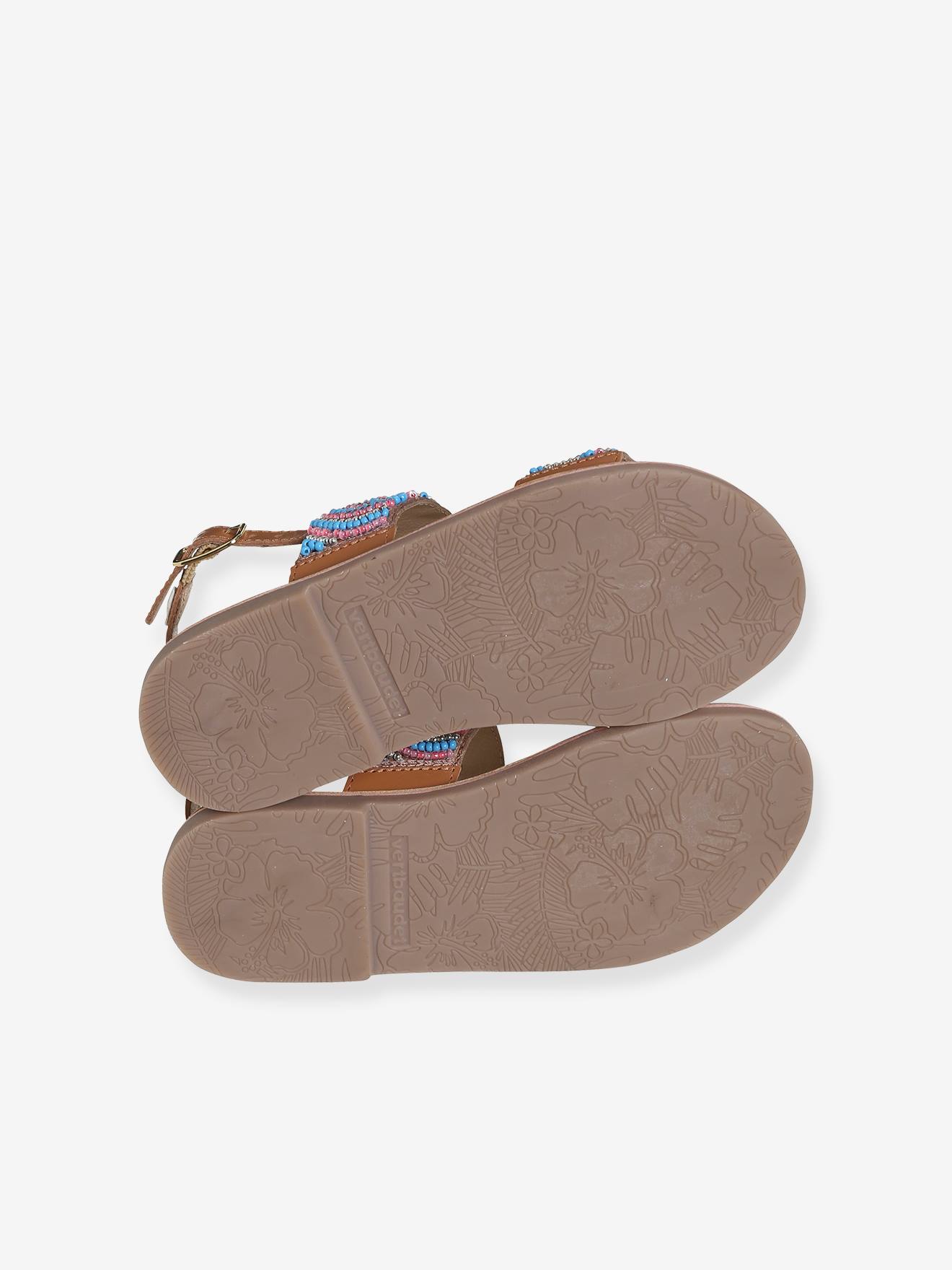 Vertbaudet Mädchen Sandalen mit Perlenmuster - braun/blau