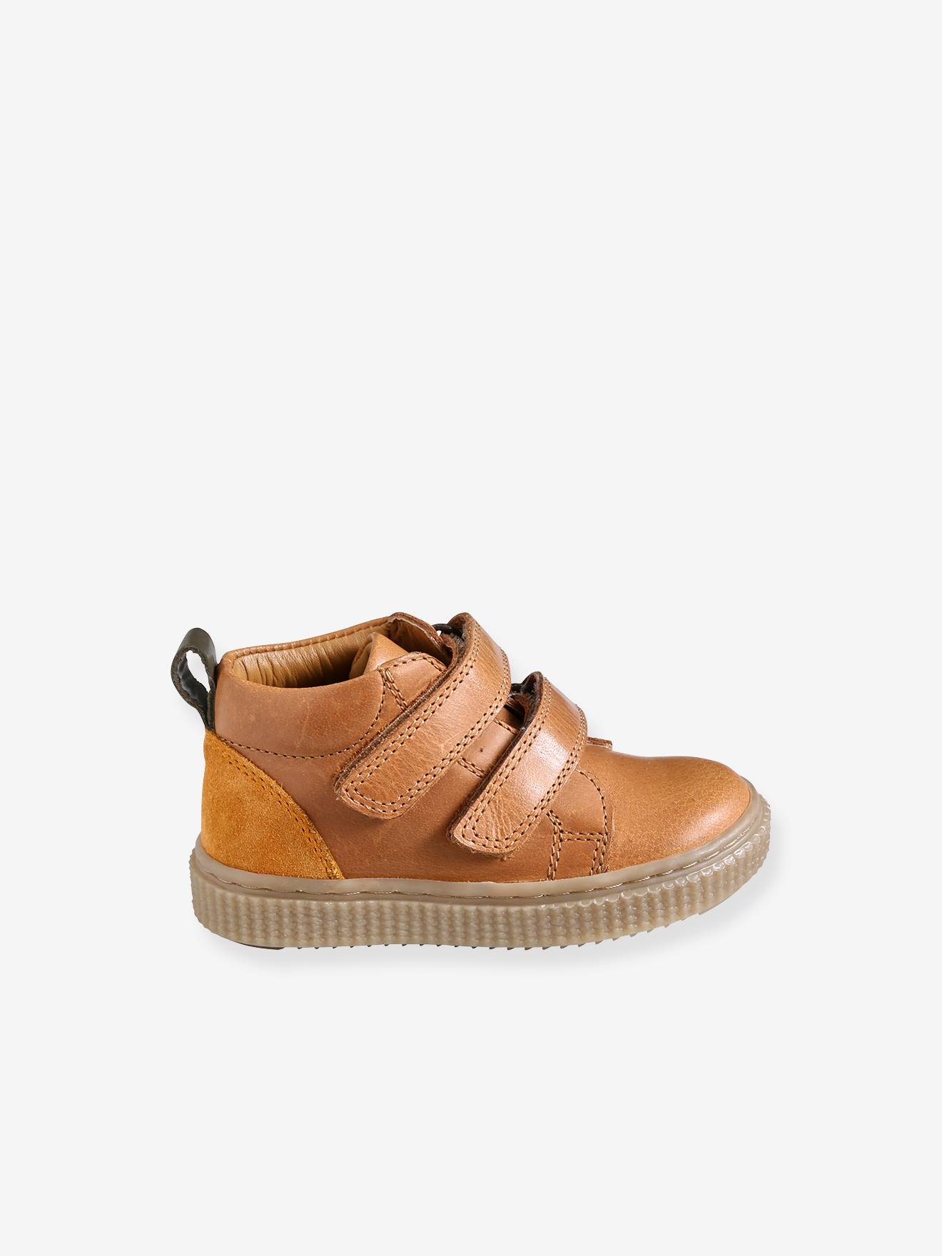 Bottines scratchées cuir bébé garçon taupe