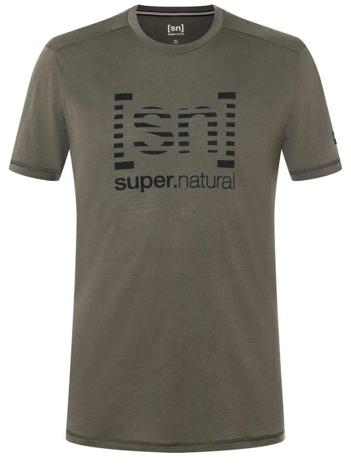 super.natural Merino T-Shirt GRID LOGO in braun günstig kaufen