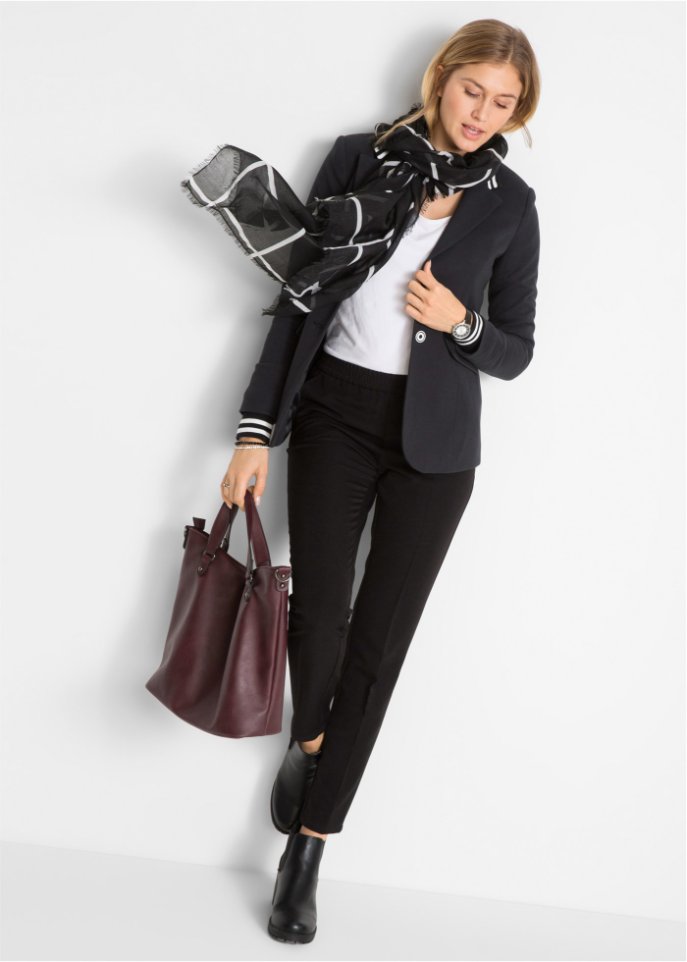 Baumwoll Jersey-Blazer mit gestreiften Details