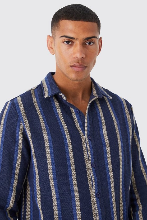 Gestreiftes Jacquard-Overshirt