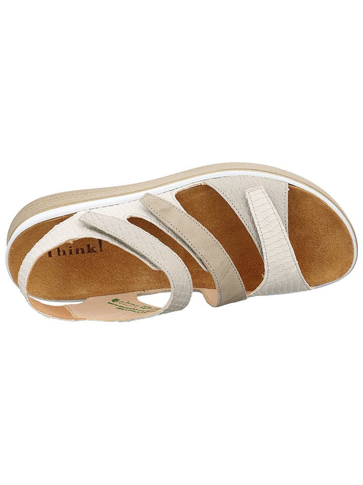 Think! Leder-Sandalen in Weiß/ Beige günstig kaufen