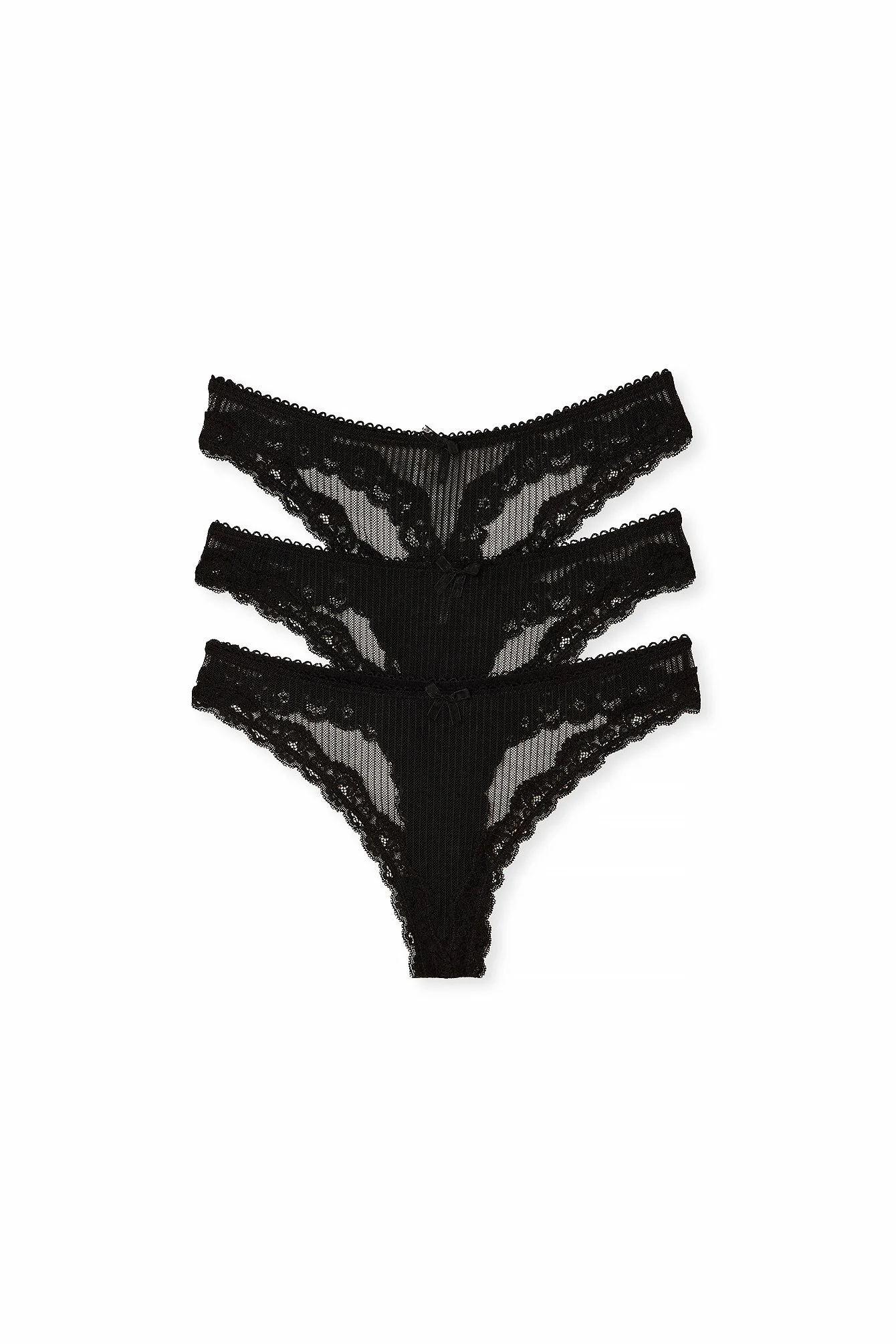 3er-Pack Strings mit Spitze