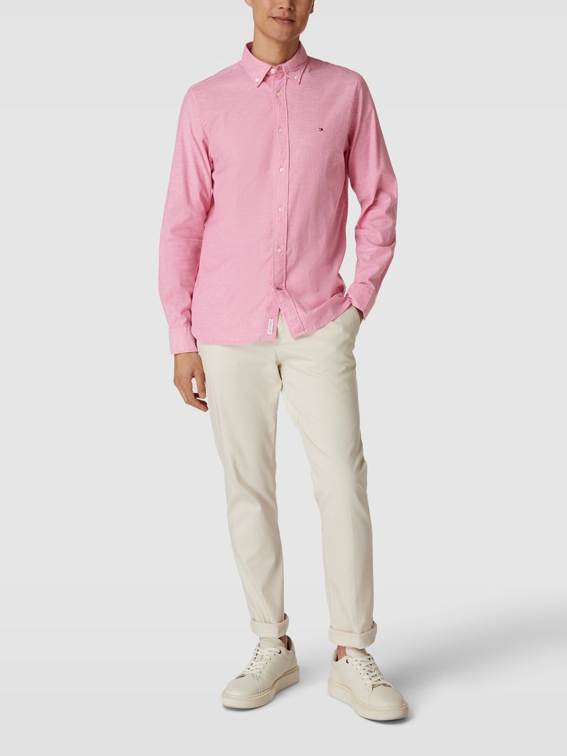 Freizeithemd mit Label-Stitching in neon rot