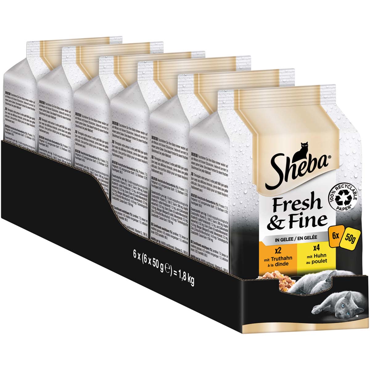 Sheba Fresh & Fine in Gelee mit Truhahn & Huhn