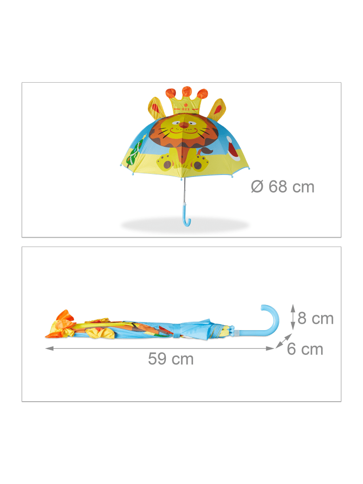 relaxdays Kinderregenschirm Löwe in Blau günstig kaufen onesize