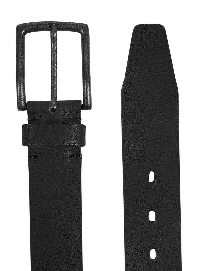 Ledergürtel mit Dornschließe in schwarz