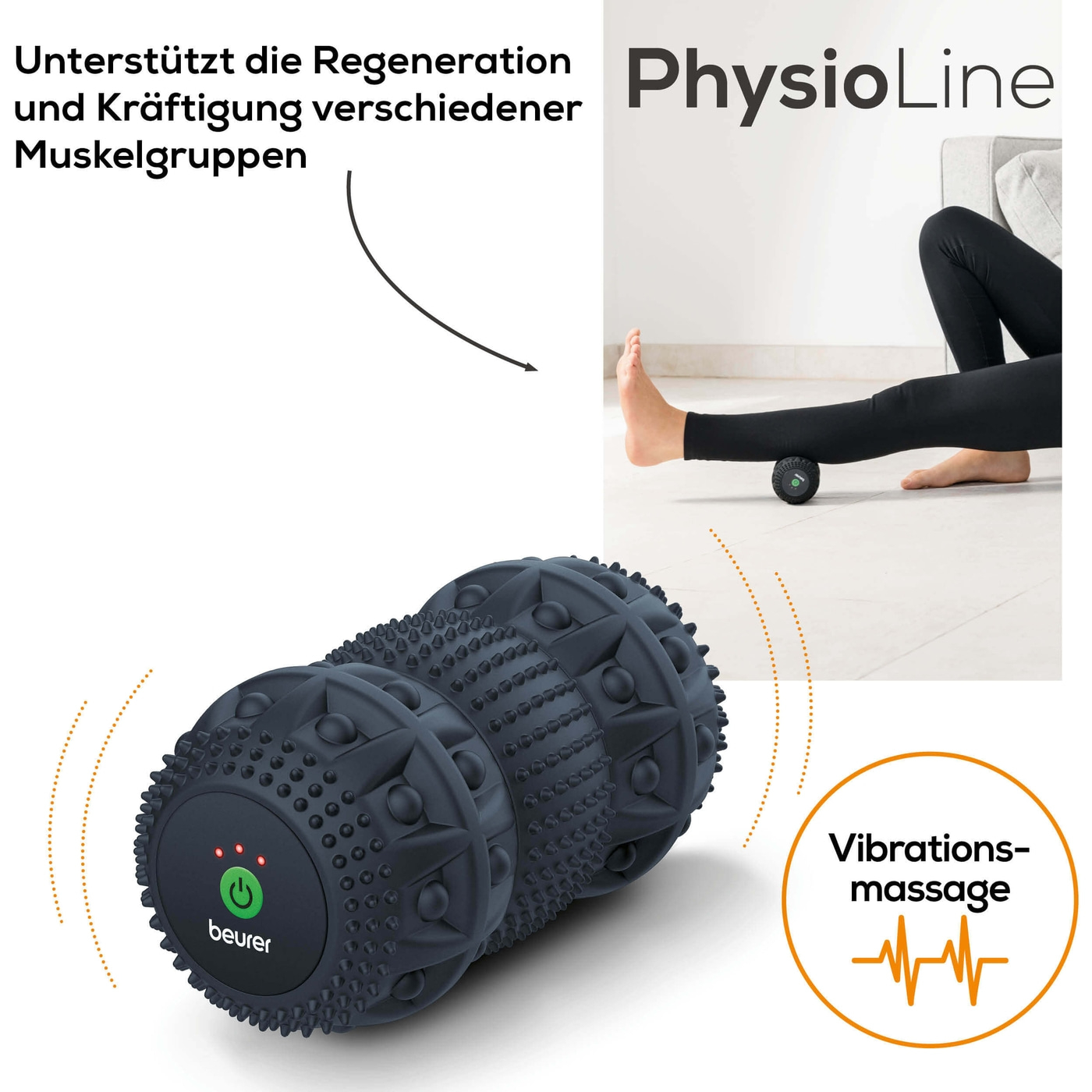Beurer Massagerolle mit Vibration MG 35 DeepRoll-Massagerolle mit Vibration zur gezielten Triggerpunkt-Massage & Muskelentspannung