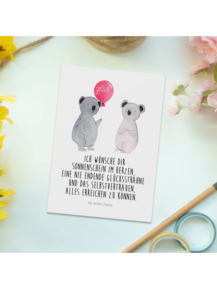 Mr. & Mrs. Panda Postkarte Koala Luftballon mit Spruch in Weiß günstig kaufen onesize