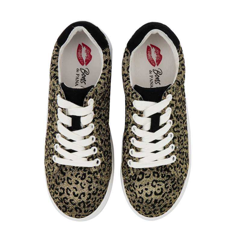 Baskets en cuir Simone glitter leopard or