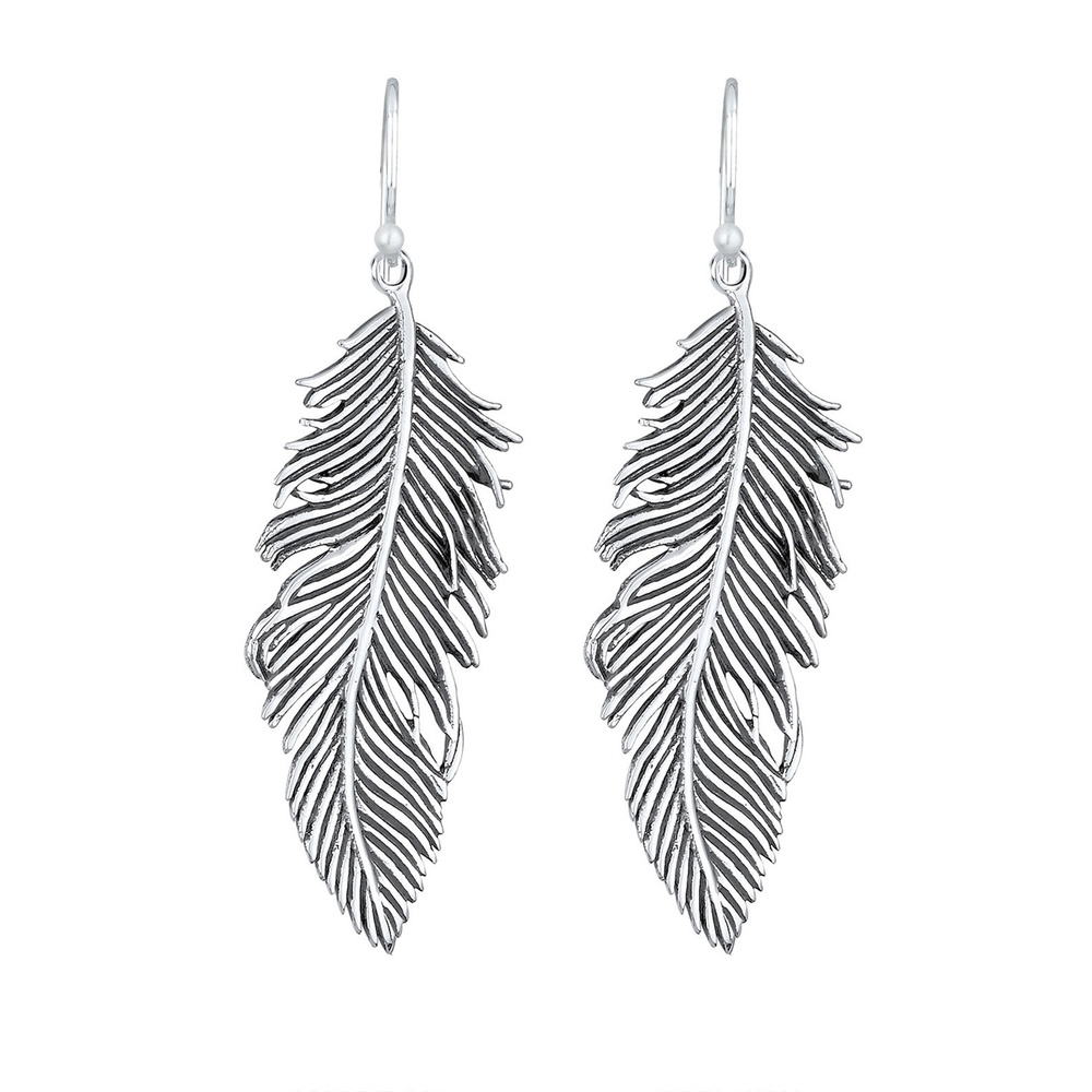 Elli Elli Boucles d'Oreilles Plume  Femme  (925/1000) Argent Boucles d'oreilles