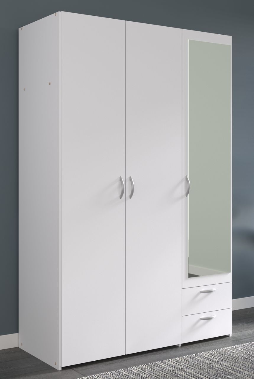 Parisot Parisot, Daily 4, Kleiderschrank 3-türig, mit Spiegel, weiss