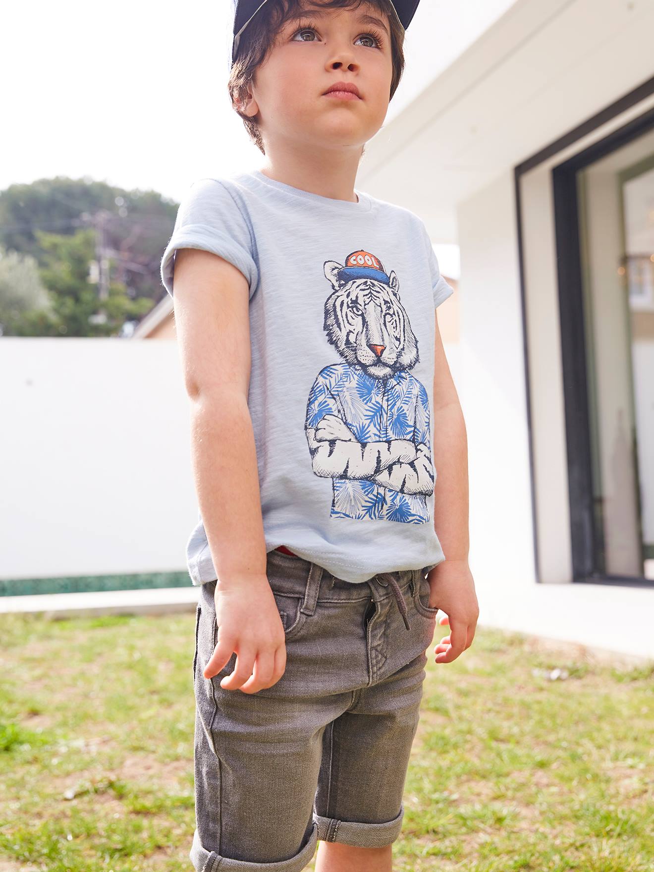Bermuda en jean garçon denim gris