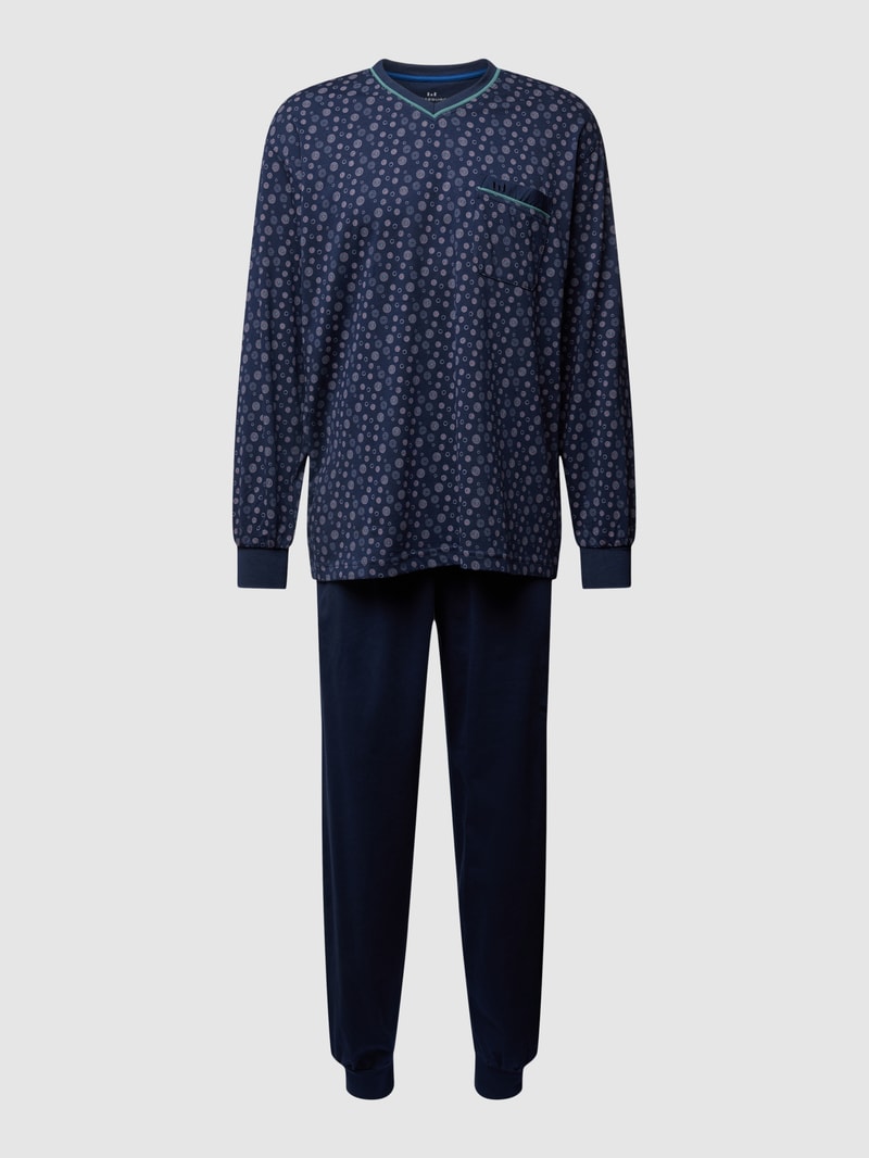 Pyjama mit Allover-Muster in dunkelblau