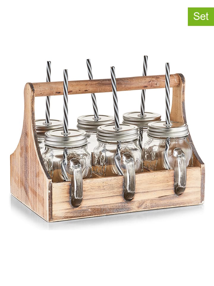 Zeller 7tlg. Trinkgläser-Set in Transparent/ Natur günstig kaufen onesize