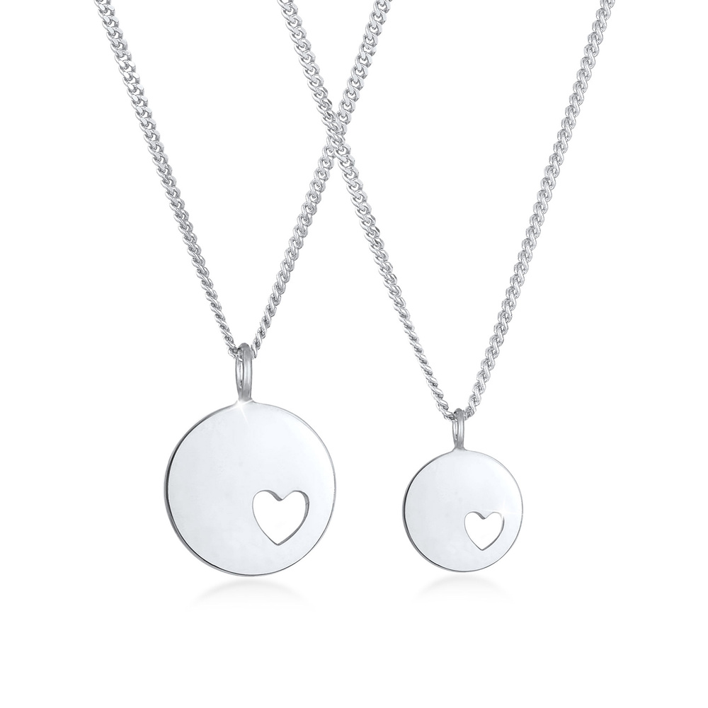 Elli Elli Collier Pendentif d'assiette pour dames Coeur découpé Mère Fille Amour en ar Bijoux
