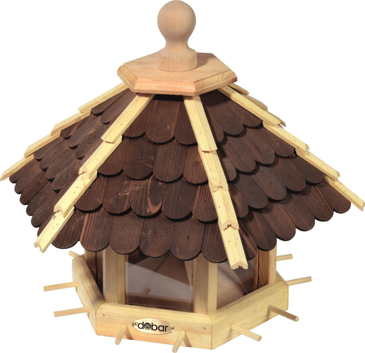 dobar Vogelhaus mit Futtersilo, braun