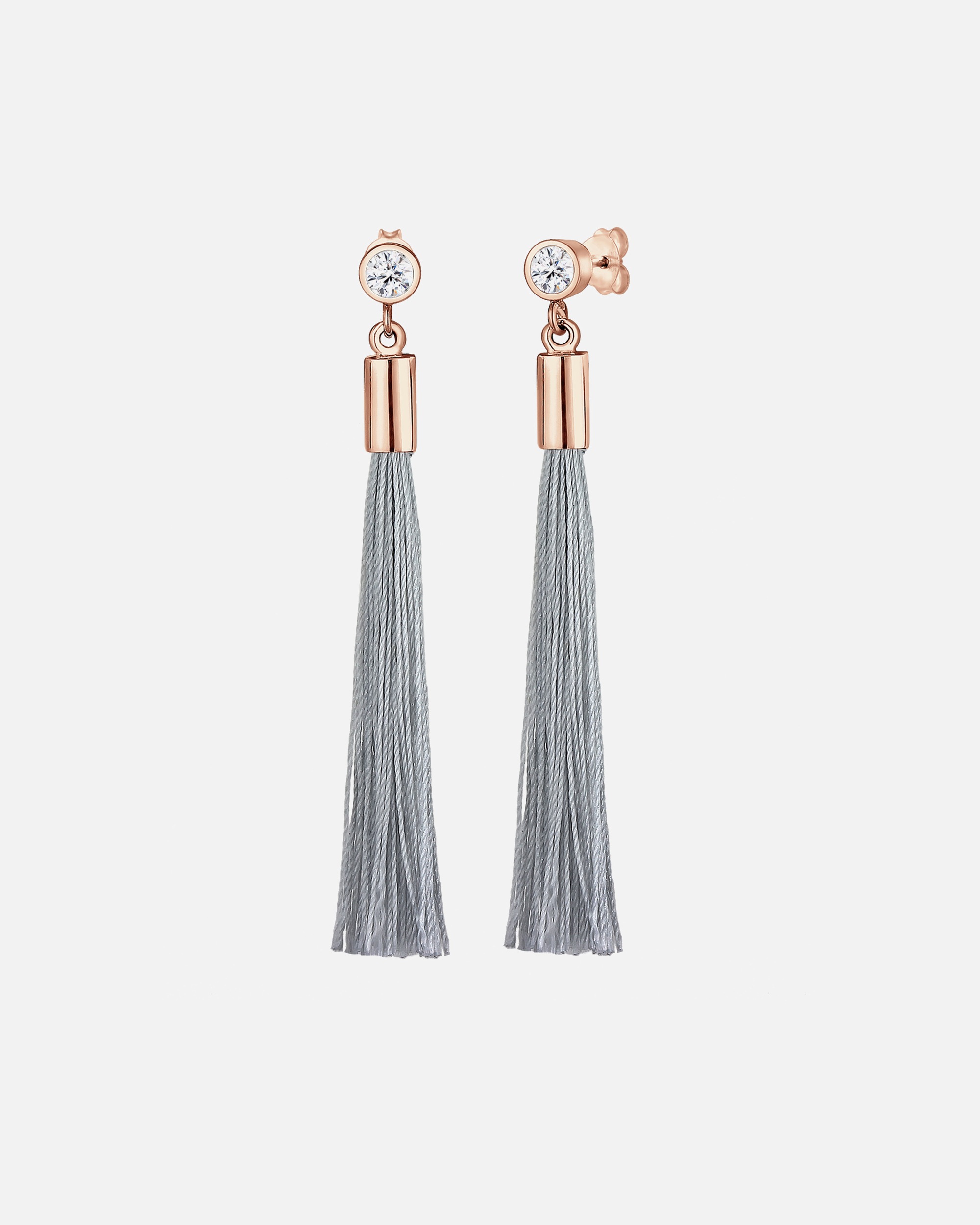 Ženski uhani Elli Solitaire Tassel iz rožnatega zlata, srebro (925/1000) s kristali