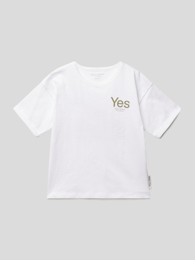 T-Shirt aus Bio-Baumwolle mit Label- und Statement-Prints in offwhite