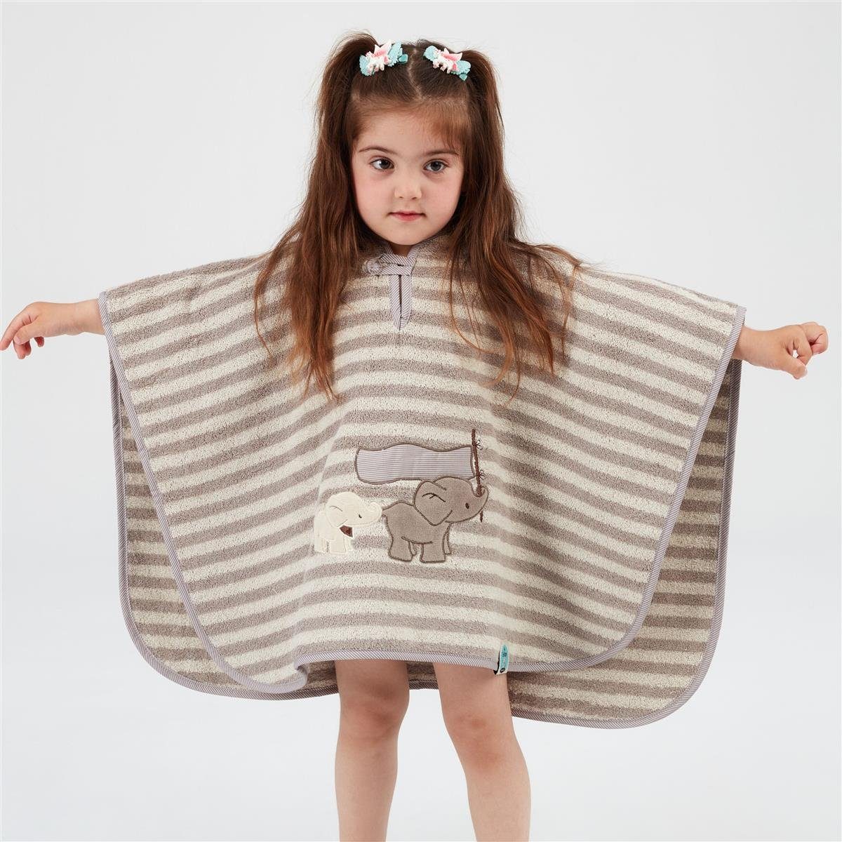 SEI Design Badeponcho Baby Kinder Badeponcho mit Kapuze, Schnittform Länge, Material, Ausstattung, Art Verschluss, Besondere Merkmale