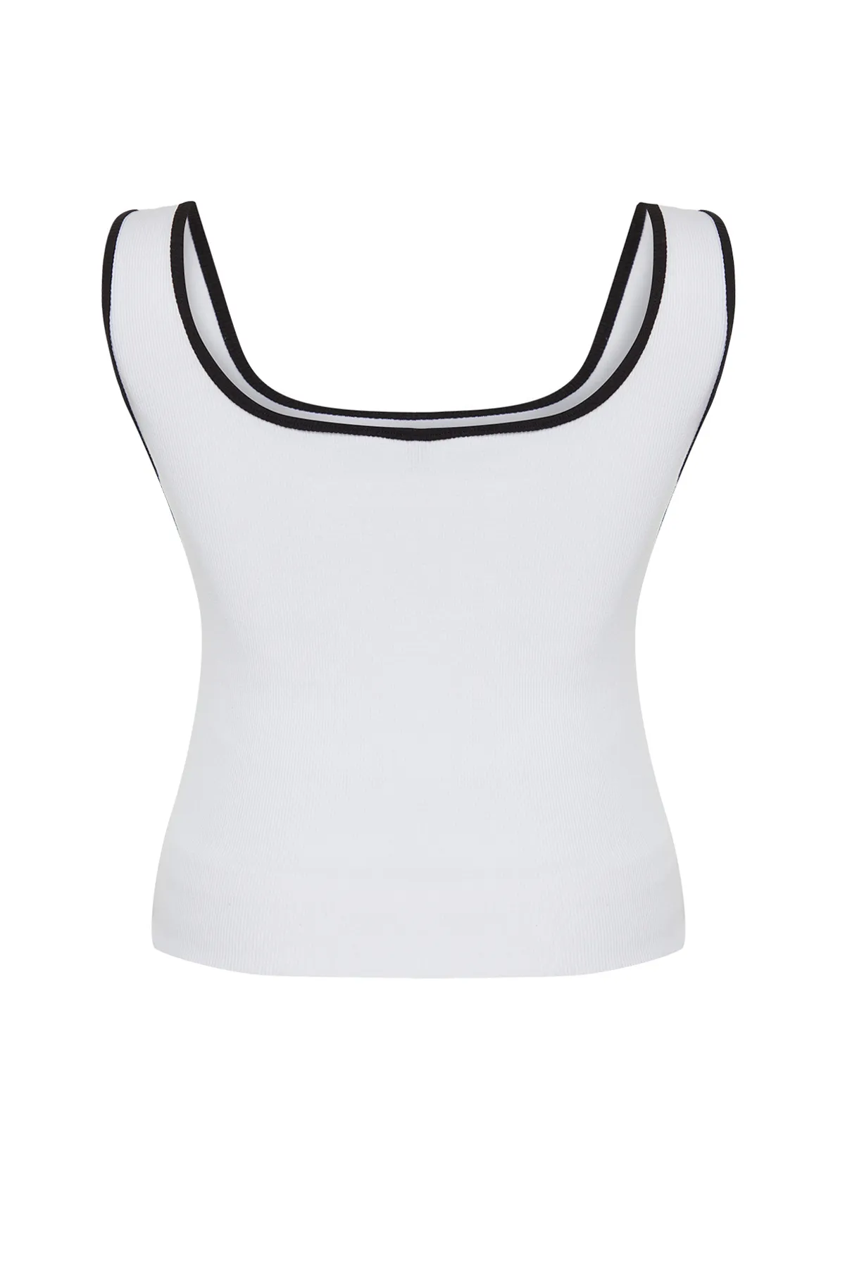 Trendyol Curve  Weißer kontrastierender Strick-Athlete mit Paspelierung TBBSS24CV00001 Schwarzer kontrastierender Strick-Athlete mit Paspelierung TBBSS24CV00001