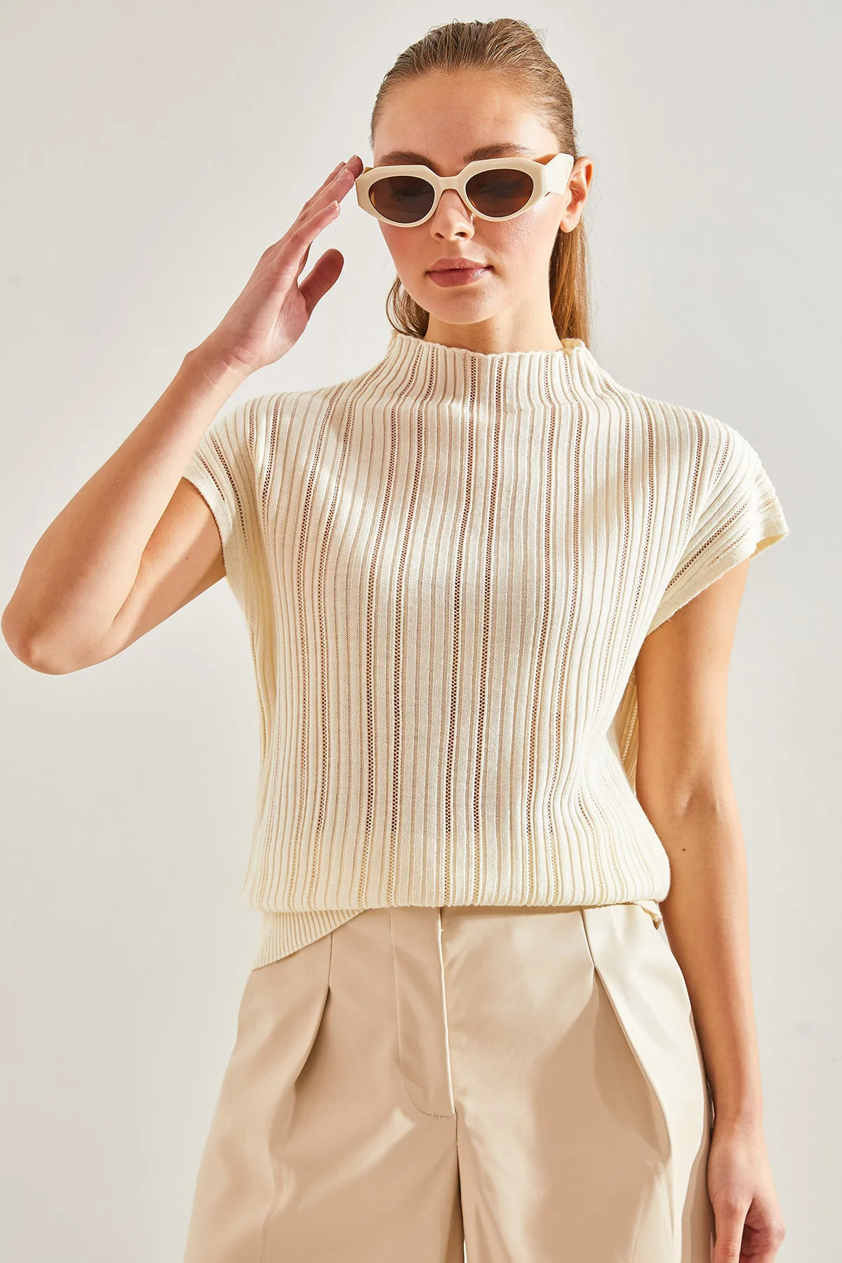 Bianco Lucci  Geformte Strickbluse für Damen20246046