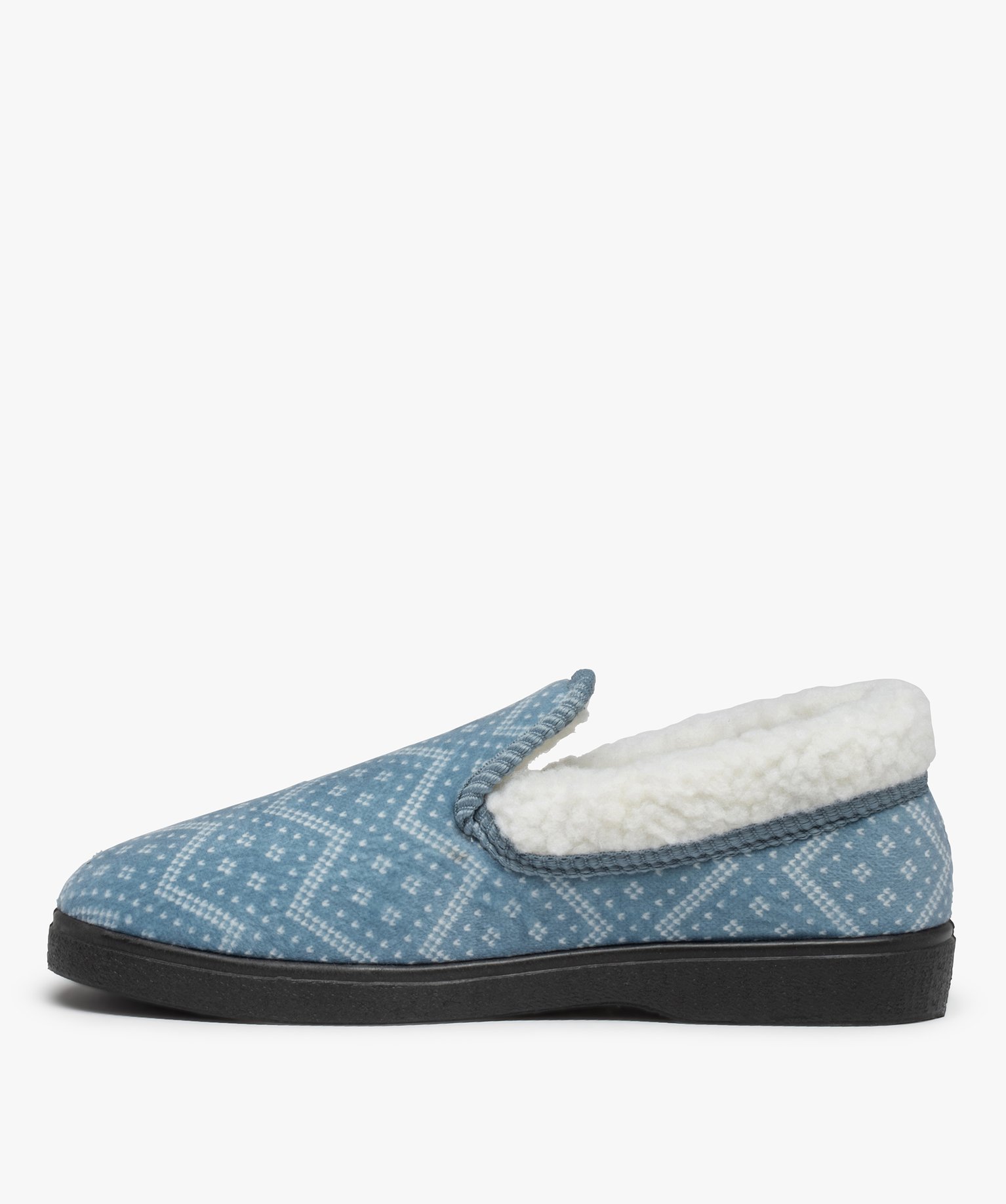 Pantoufles femme à doublure fourrée en sherpa bleu | GEMO