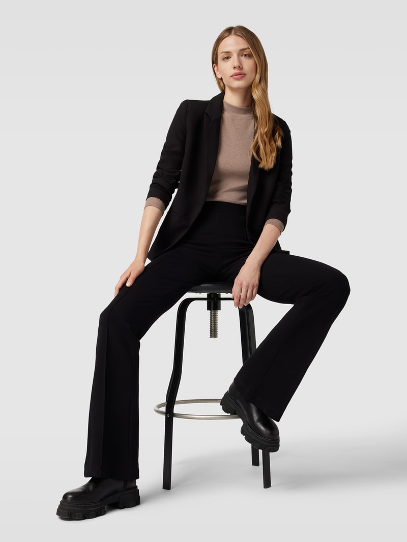 Longsleeve mit geripptem Rundhalsausschnitt in taupe meliert