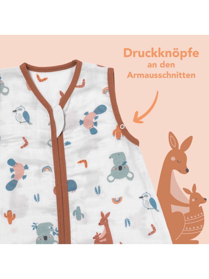 Schlummersack Musselin Babyschlafsack, 0.5 TOG in Braun günstig kaufen