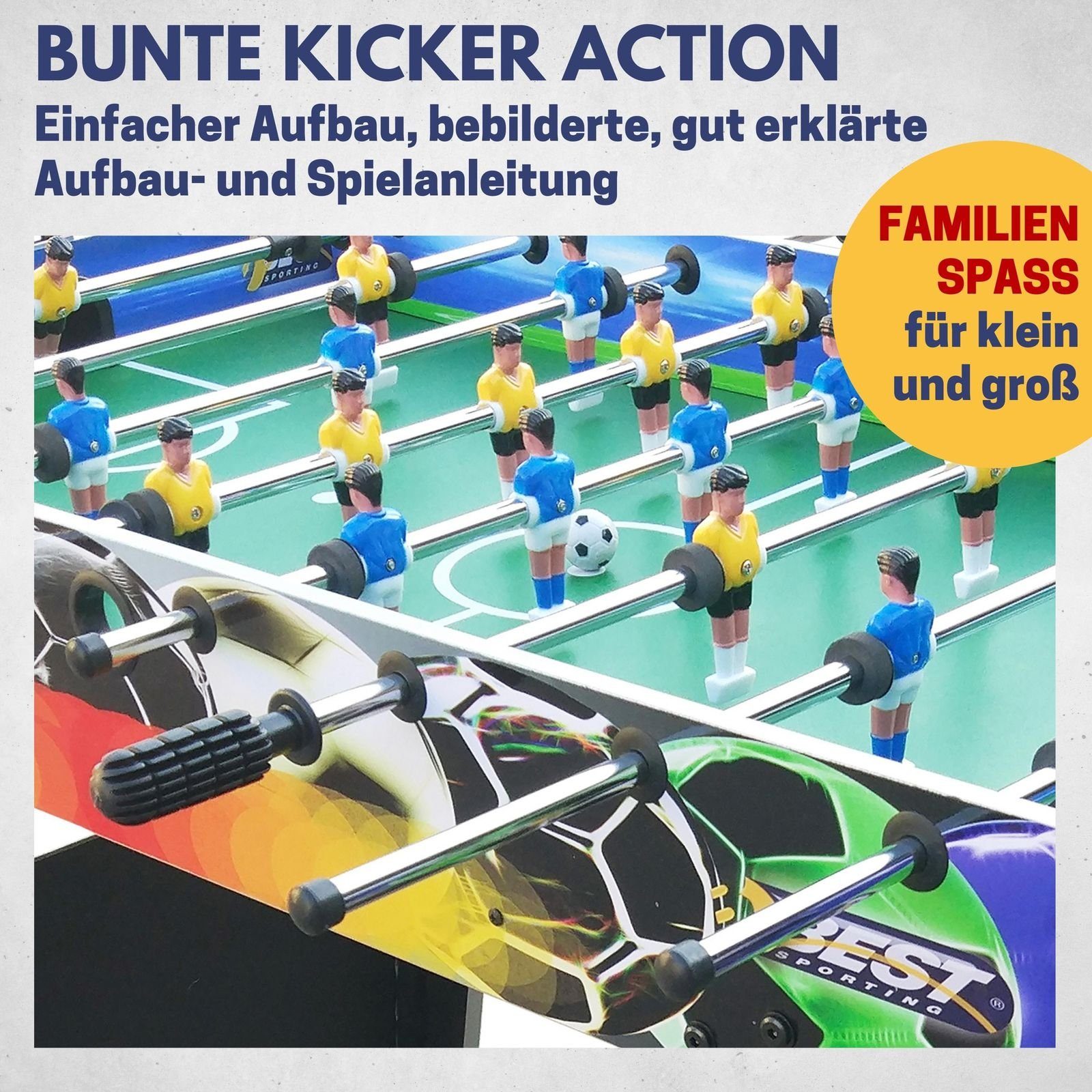 Best Sporting Kickertisch Tischkicker Soccer mit Spielfläche 105 x 58 cm