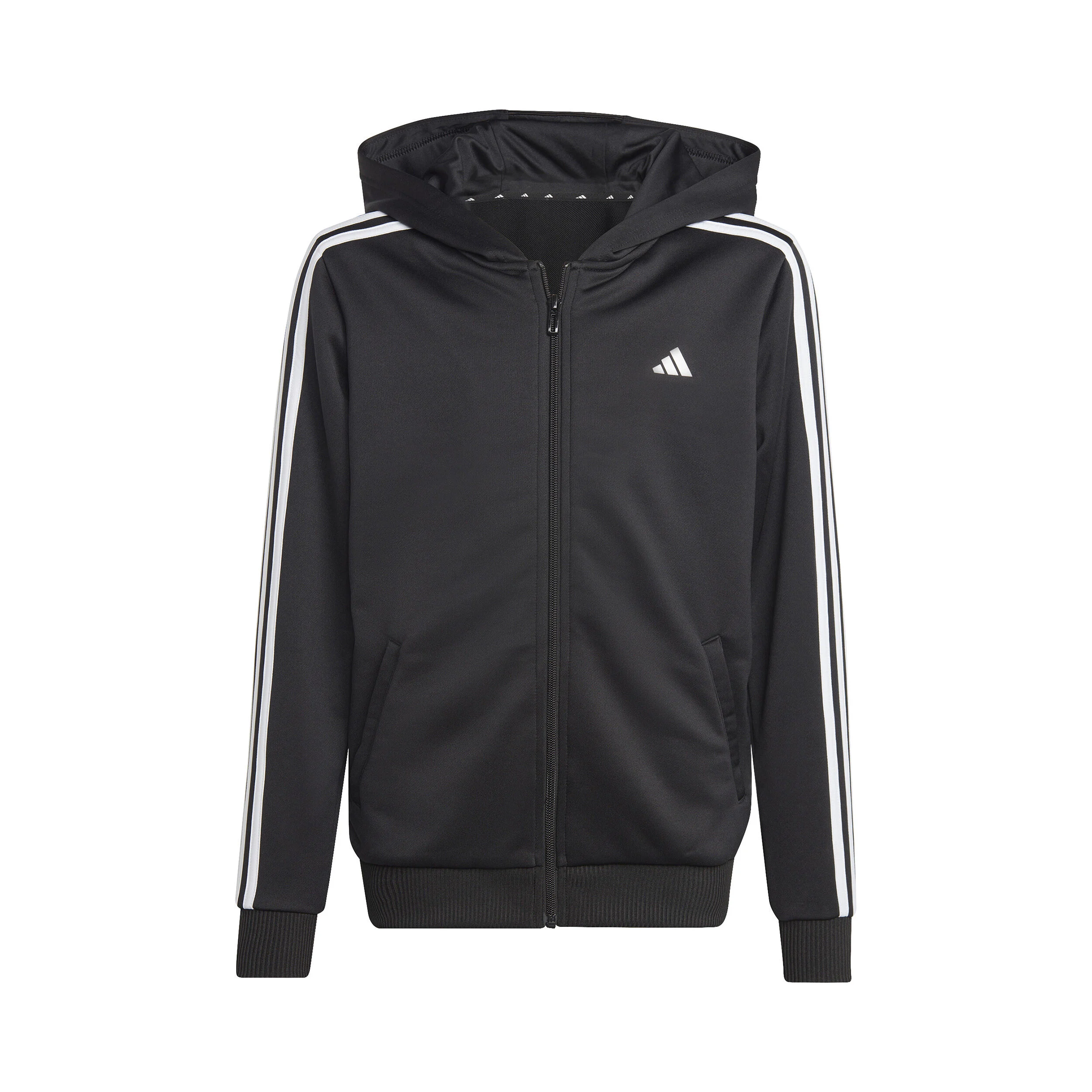 Essentials 3-Stripes Full-Zip Sweatjacke Jungen - Schwarz, Weiß