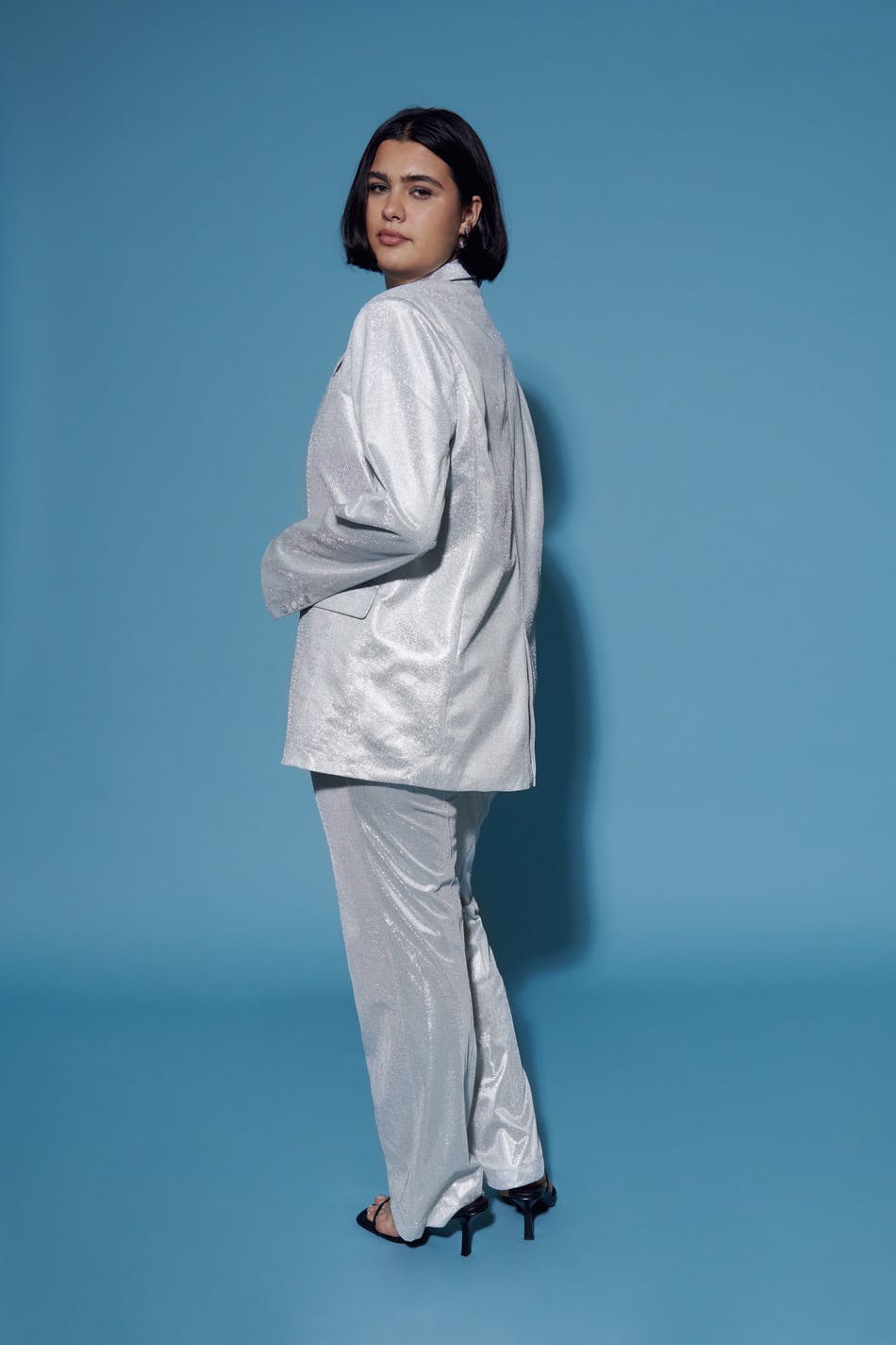 Oversized silver blazer