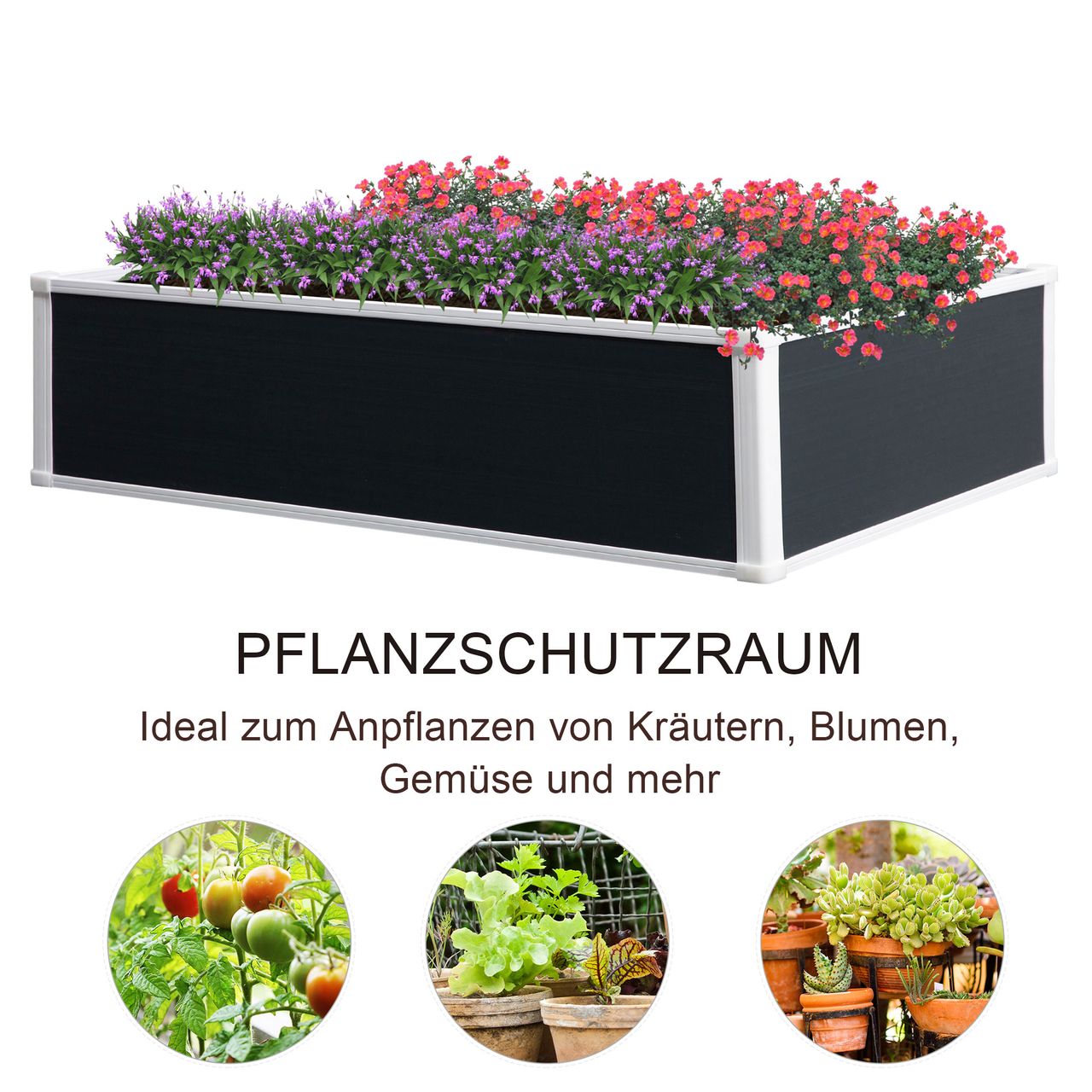 Outsunny Pflanzkasten Hochbeet mit Drainagefunktion für Gemüse, Kräuter Grau