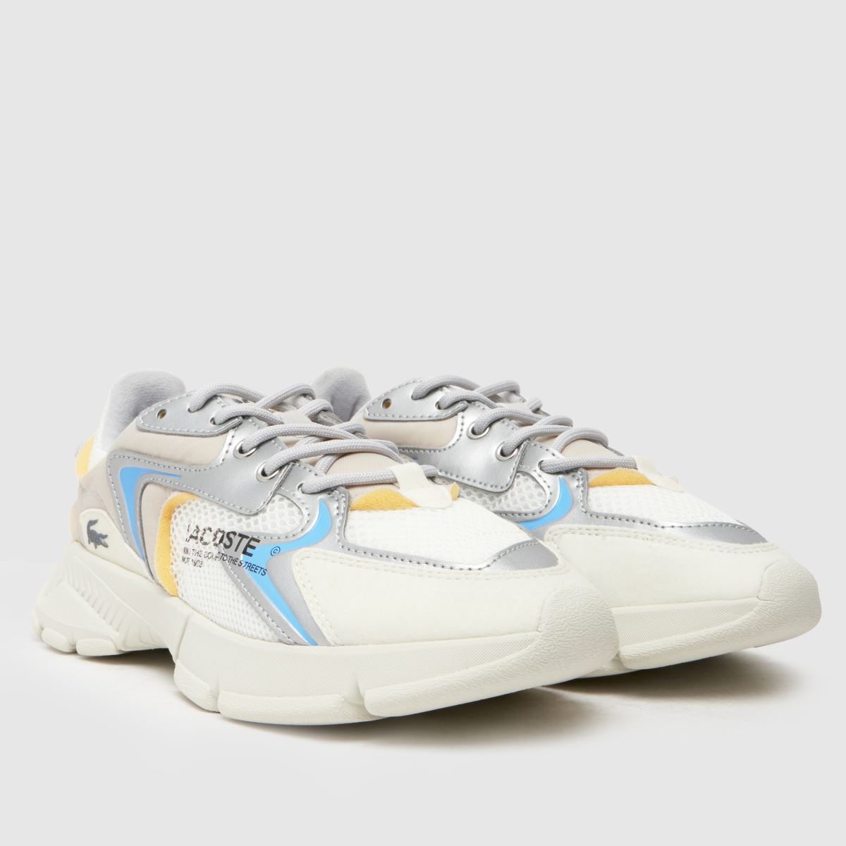 Lacoste silverfärgade l003 neo ungdomsskor