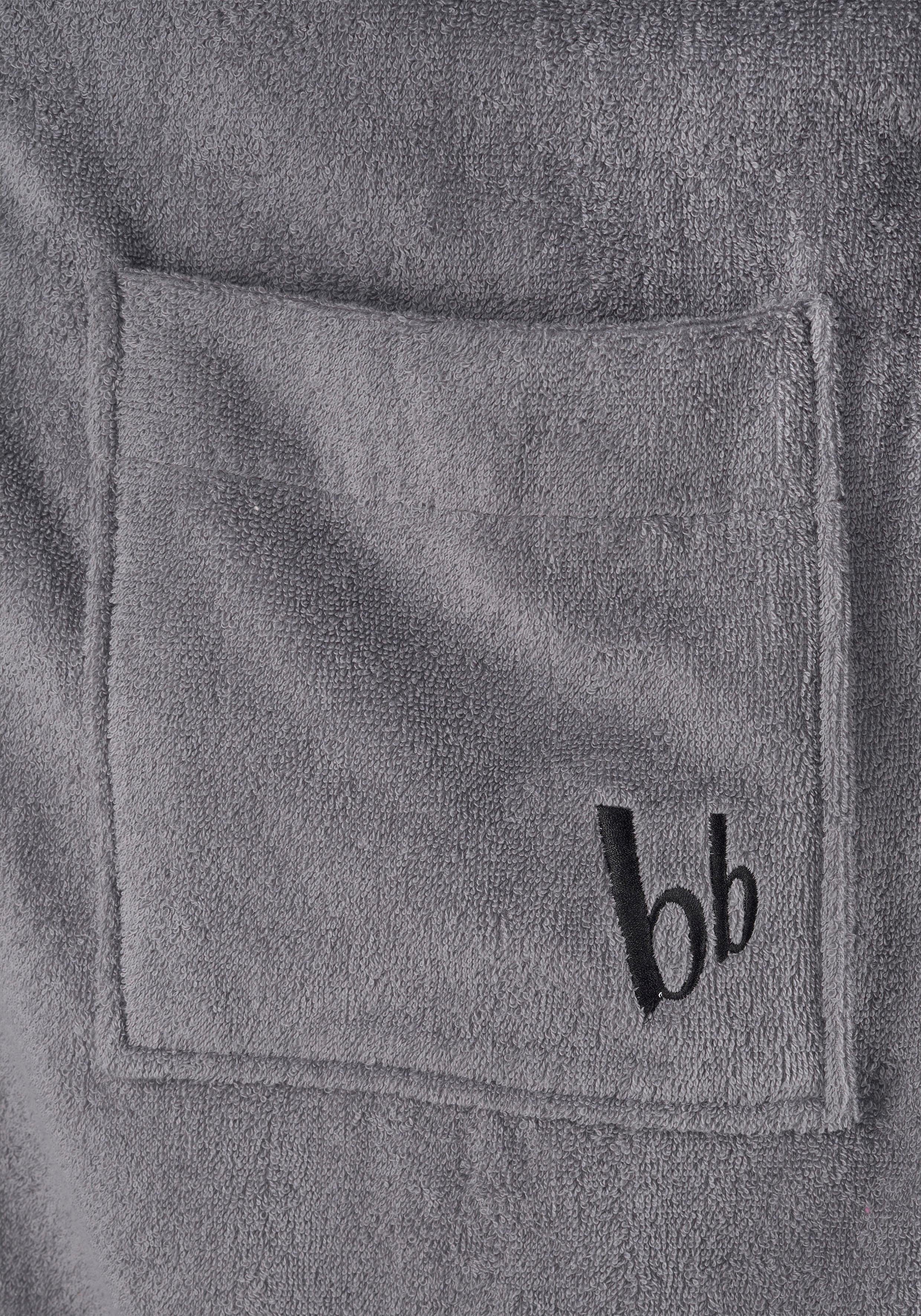 Bruno Banani Unisex-Bademantel Robby, Langform, Walkfrottee, Kapuze, Gürtel, Damen & Herren Bademäntel, lang, mit Taschen, S-3XL
