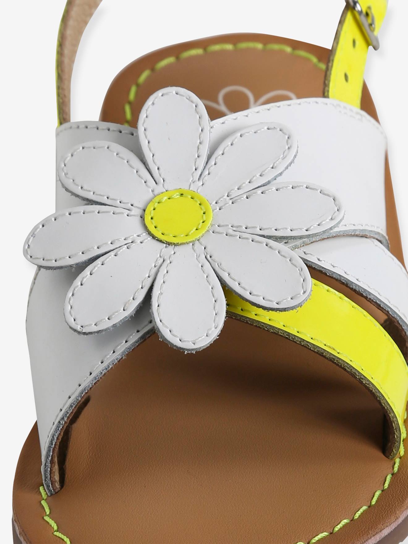 Vertbaudet Mädchen Sandalen, Neon-Details - weiß