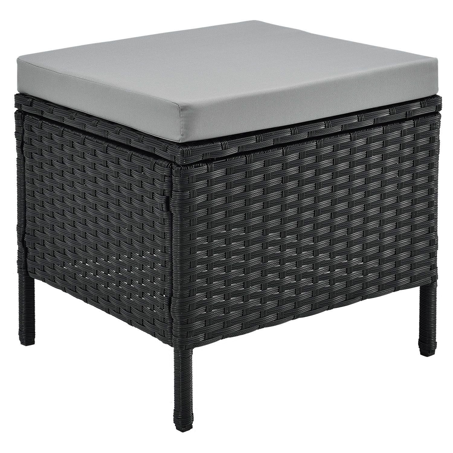 Juskys Gartenlounge-Set Manacor, (Gartenlounge), Polyrattan Gartenmöbel-Set mit Garten-Sofa, Garten-Tisch und 2 Hocker