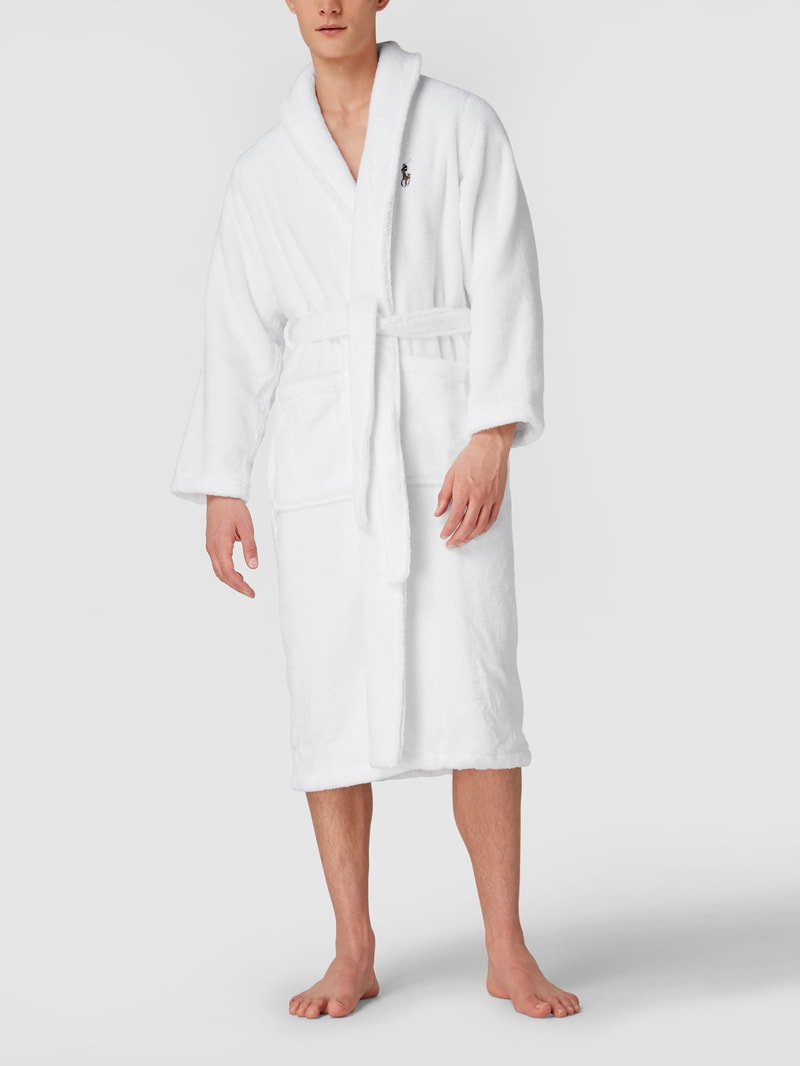 Bademantel mit Label-Stitching in weiß