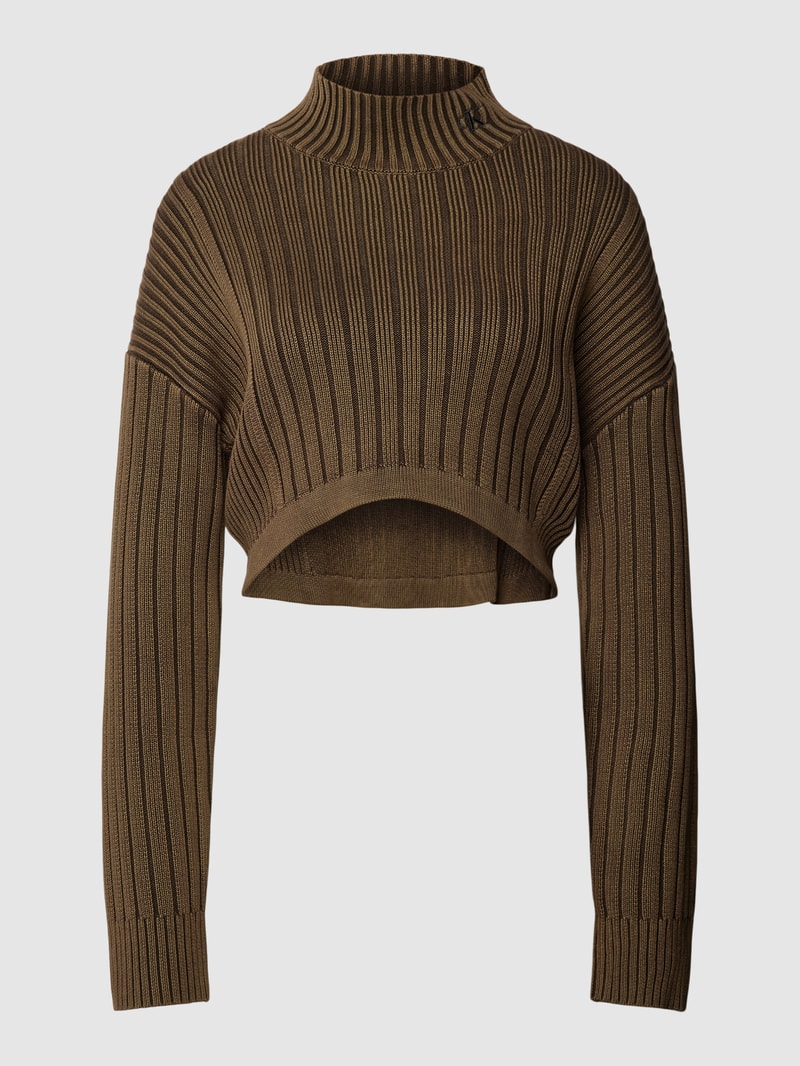 Cropped Strickpullover mit Strukturmuster in haselnuss braun