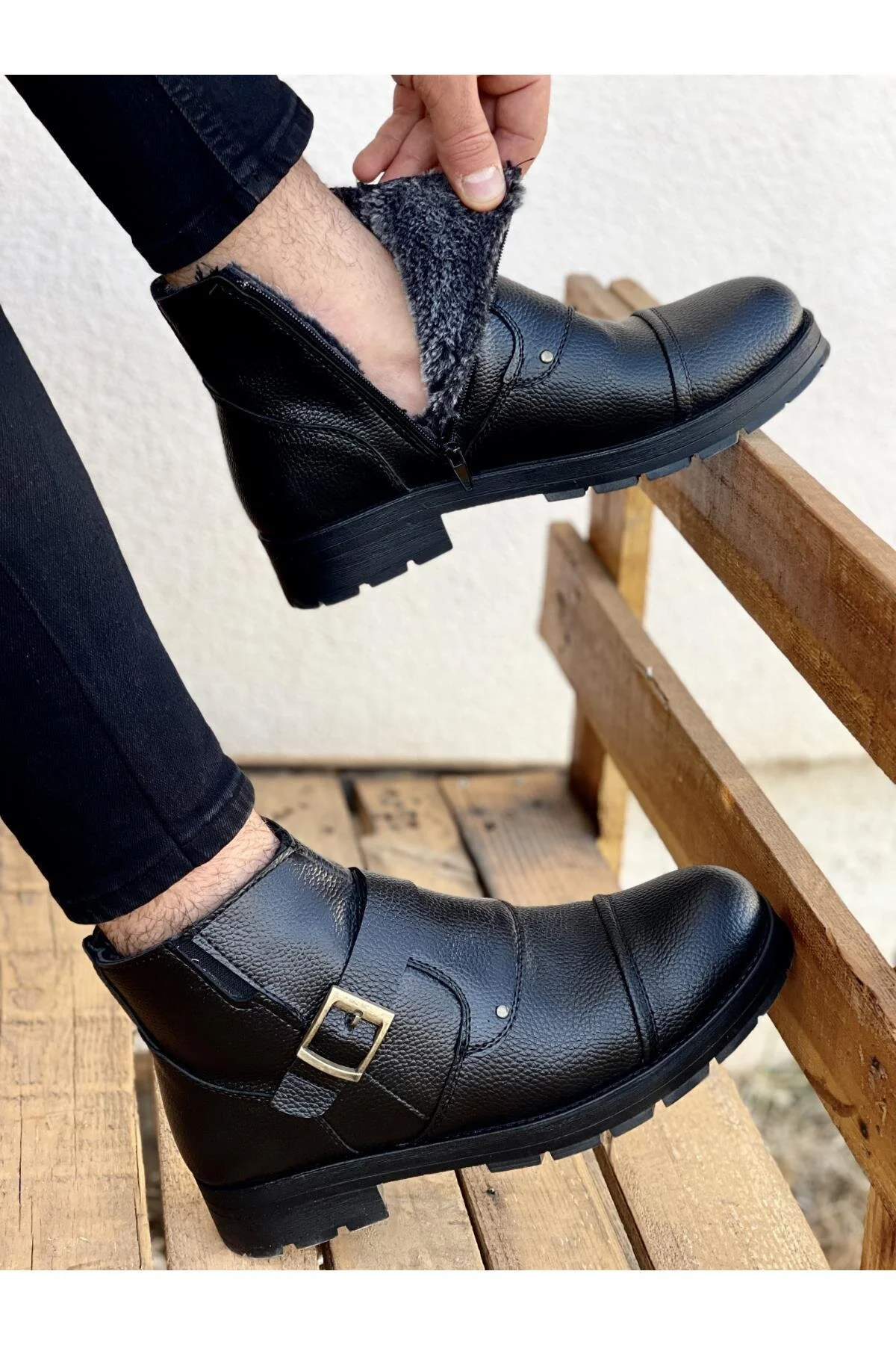 MUGGO  M1001 wasser- und kältebeständig, pelzig, garantiert, Unisex-Winterstiefel mit Reißverschluss, robuste Gummisohle