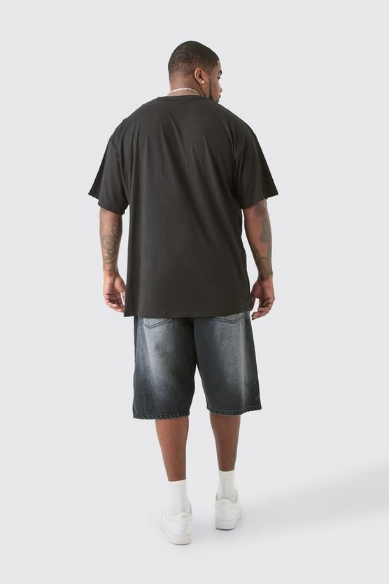 Plus schwarzes T-Shirt mit Route 66 Print