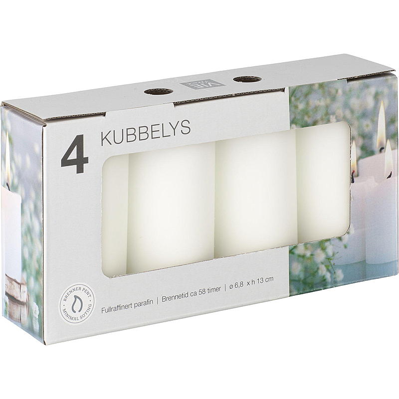 Vie Home Kubbelys 4-pk 6,8x13 cm hvit